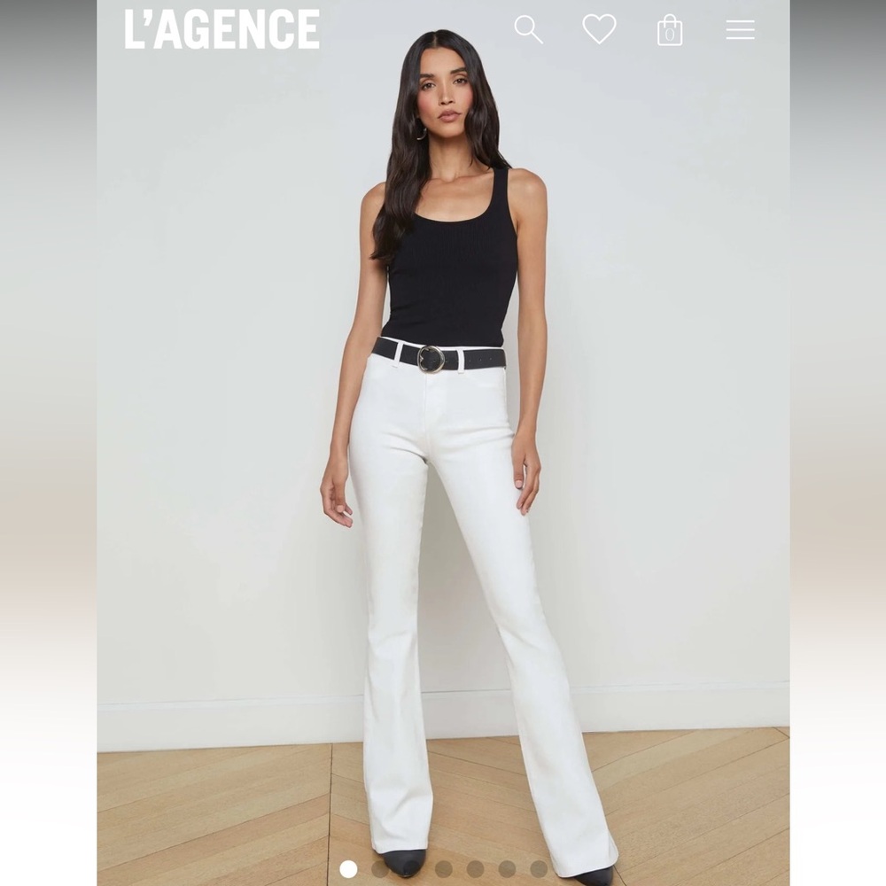 NEW L’agence $270 French Vanilla  (cream) coated jeans (leather look) size 23